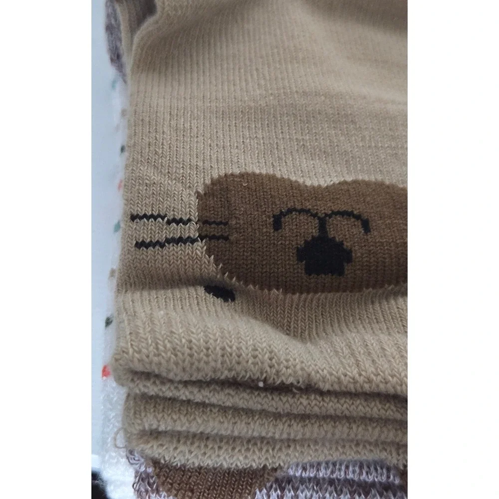 Cat & Jack Kids 6 Pack Crew Socks 2T-3T Shoe Size 5-8 Animal Face Stripes New